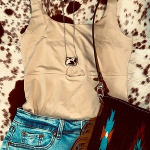 Tan Cut out tank top